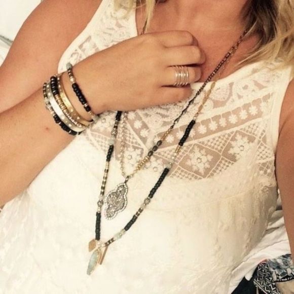 Stella & Dot Relic Pendant Necklace โ Mixed Metal Druzy Statement - Picture 7 of 12